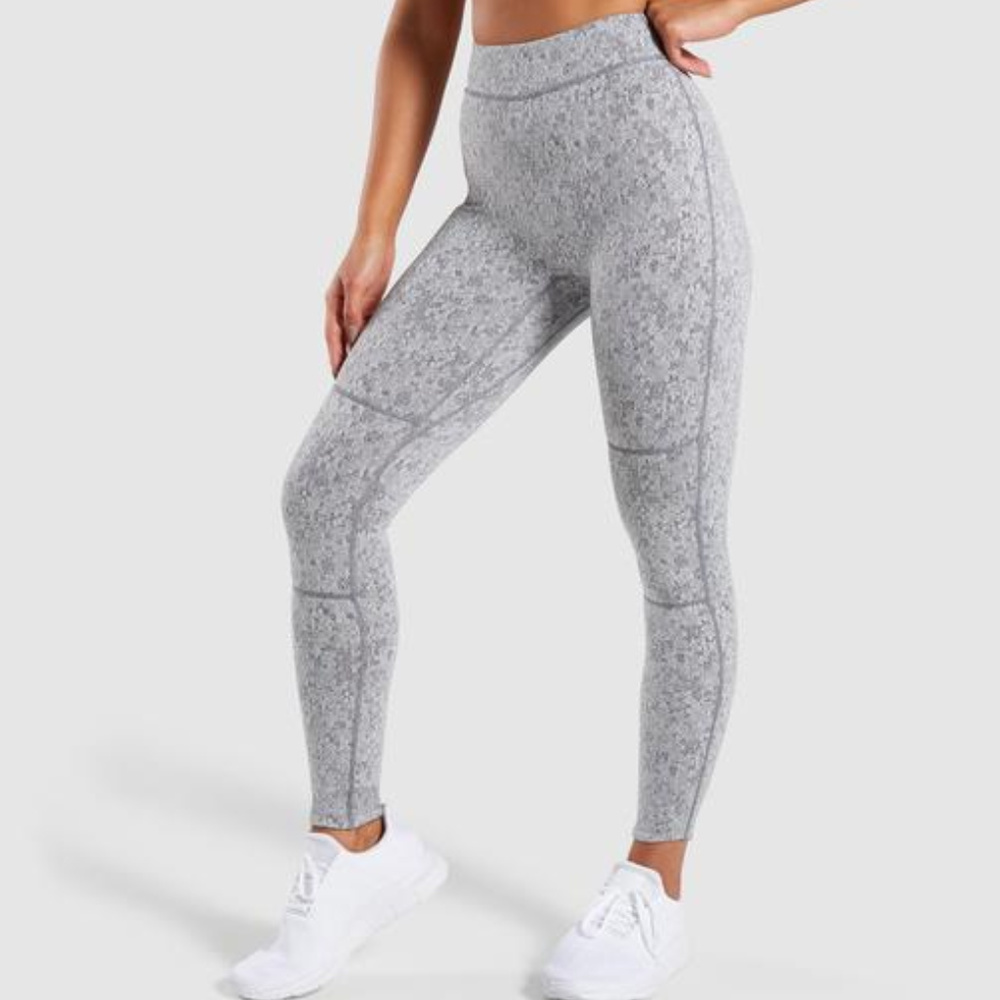 Gymshark Fleur Texture Leggings - Charcoal Marl